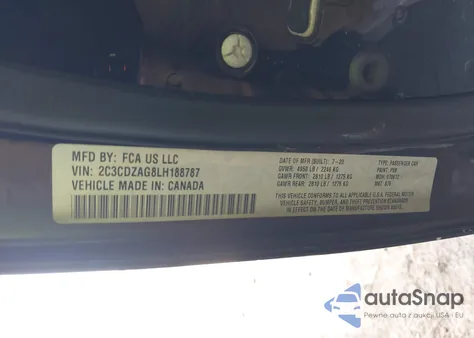 2020 Dodge Challenger Sxt from USA, damaged, VIN 2C3CDZAG8LH188787